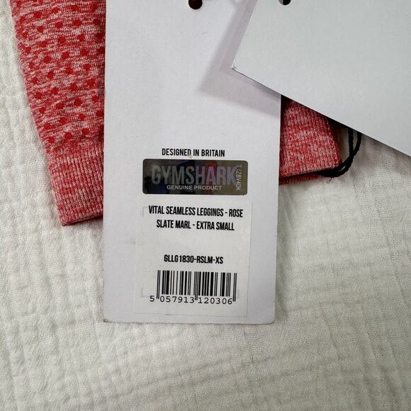 GYMSHARK Vital Seamless Leggings Rose Slate Marl Red Women’s XS NWT Athleisure - Picture 14 of 15